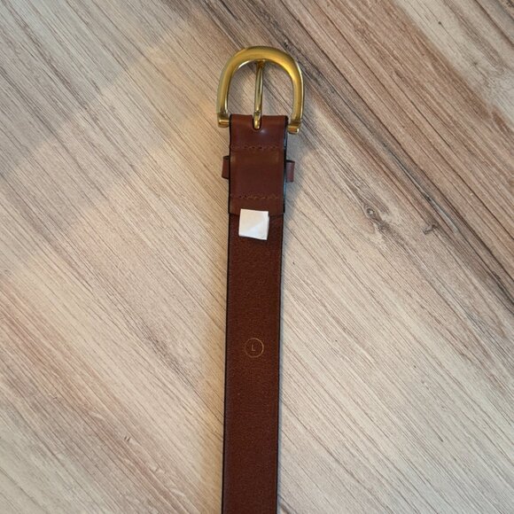 J. Crew Classic Belt in Italian Brown Leather with Gold Hook Size Large - Picture 6 of 9